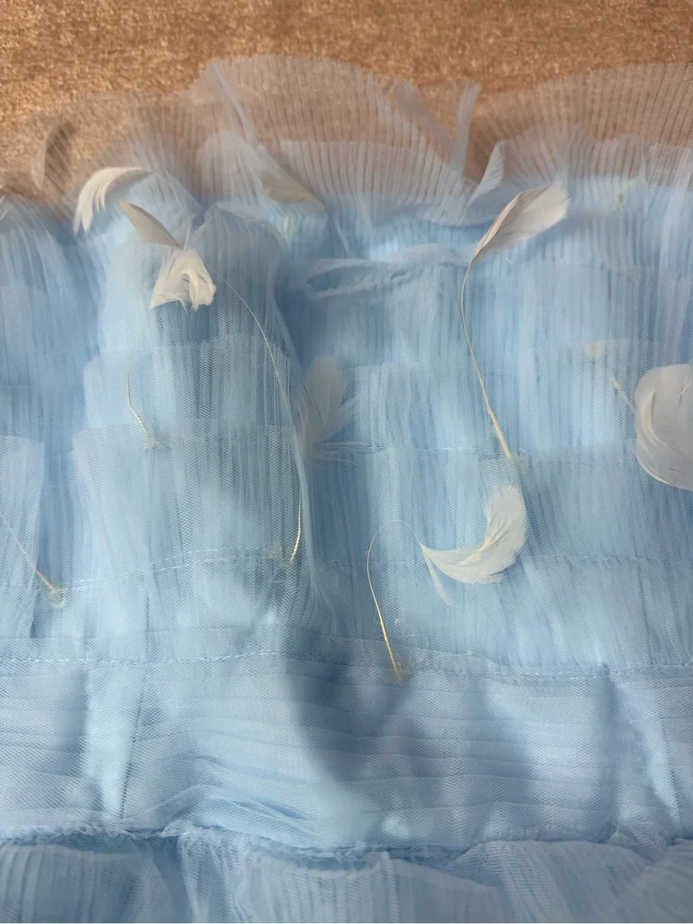 Mac Duggal 20529 Powder Blue Feather Strapless Tulle Fit & Flare Dress NWT 12 - Picture 12 of 16